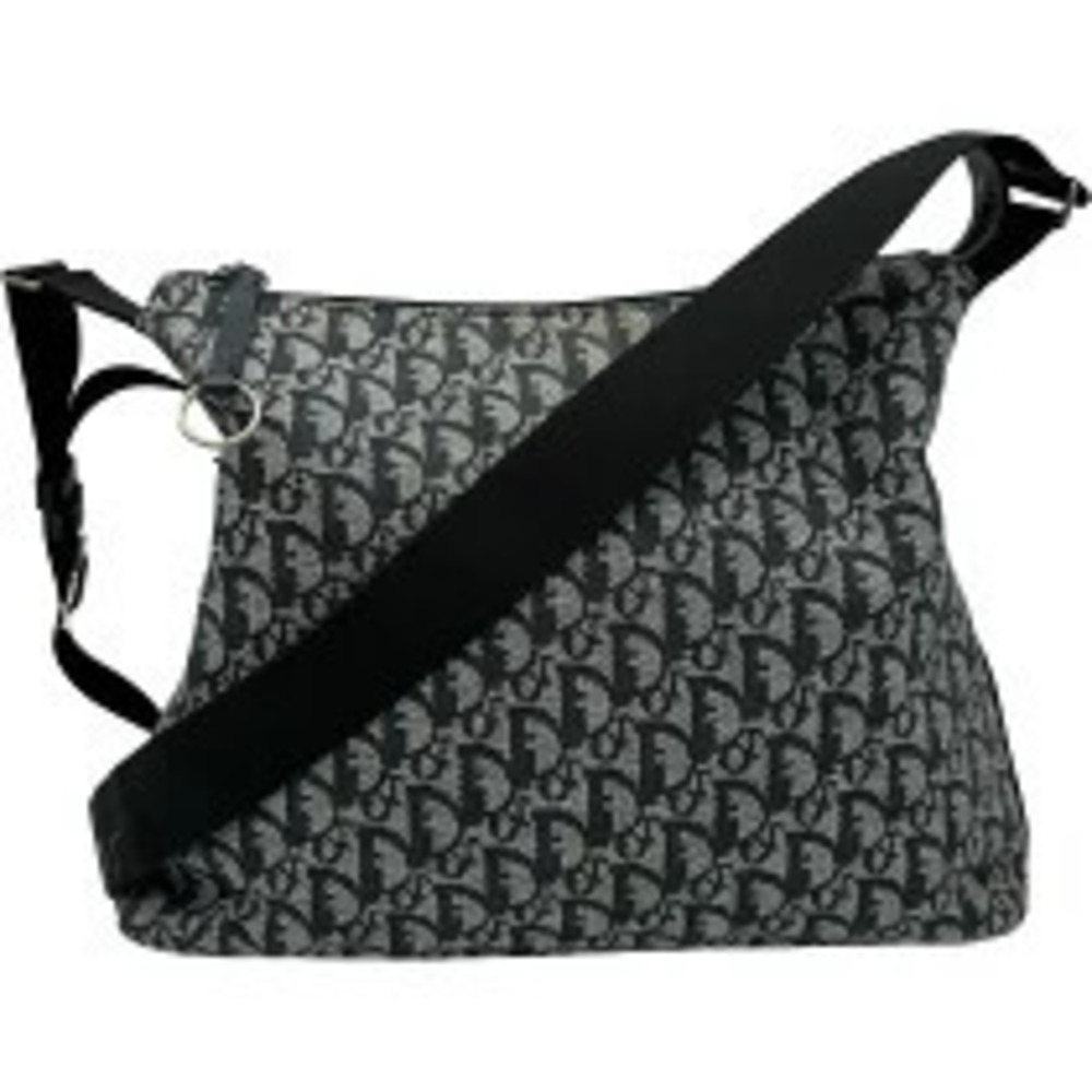 Christian Dior Trotter Shoulder Bag Navy Blue Canvas